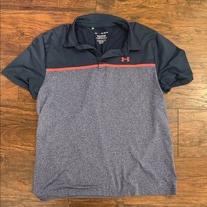 Under Armour Men’s Navy & Heather Gray Polo with Red Stripe